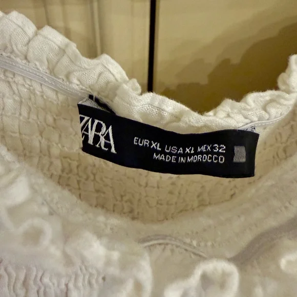 ZARA White Off-Shoulder LINEN Blouse size xl - Picture 5 of 5